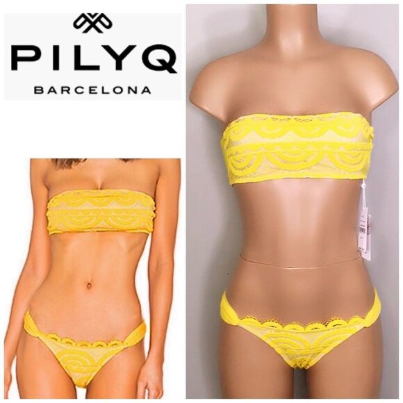 PILYQ gold lace bikini. NO STRAPS. Retails $192. Medium - Picture 12 of 16